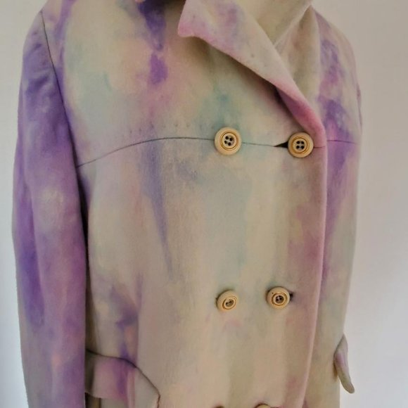 Cashmere pea Coat navy pink white ivory purple blue 10 12 14 16 Large plus - Picture 13 of 14